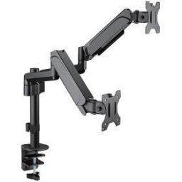 SOS 2122 Suport dublu de birou pentru 2 monitoare, 17" - 32" (43-81 cm), max. 9 kg/braț, înclinare -35°, pivotare +/-90°, orientare orizontal/vertical, VESA 75x75, 100x100, Negru