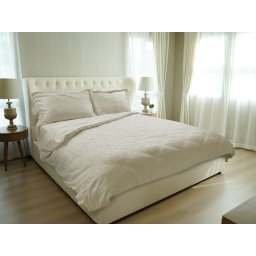 Lenjerie De Pat Green Future Ivory Flower, 100% bambus, pentru 2 persoane, ivory