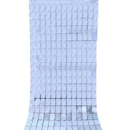 Perdea beteala patratele argintiu 2 x 1 m