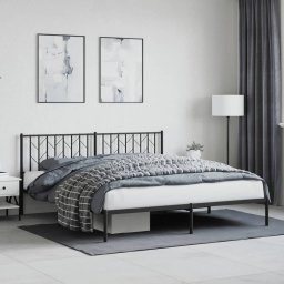 Cadru de pat metalic cu tablie, negru, 180x200 cm GartenMobel Dekor