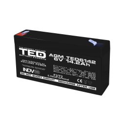 Acumulator AGM VRLA 6V 14,2Ah pentru solar și UPS, terminal F2, TED Battery Expert Holland TED003034