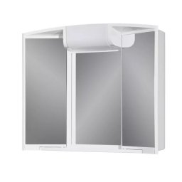 Dulap din plastic cu usi culisante si lampa integrata, cu oglinzi cu efect 3D, Escalate, 59x50x15 cm, Alb