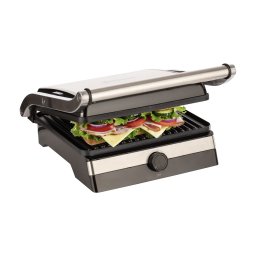 RESIGILAT - Gratar electric STARCREST SGR-2923, 2000 W, Placi Grill, Deschidere 180 , Suprafata gatire 29 x 23 cm, Termostat Reglabil, Inox Negru