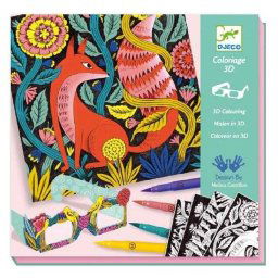 Atelier de colorat 3D Djeco,cu planse ilustrate - Fantezie in padure