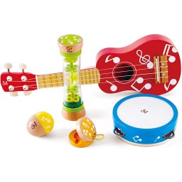 Set instrumente muzicale pentru copii, din lemn, 4 piese