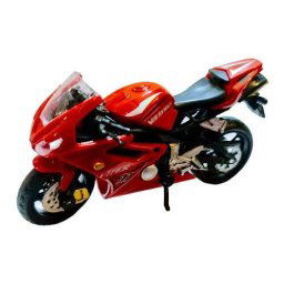 Motocicleta metalica de jucarie, cu roti din cauciuc, 11 cm, Rosu
