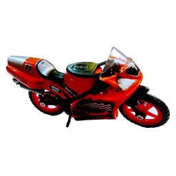 Motocicleta de jucarie, metalica, cu cric, Portocalie, 9 cm