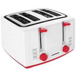 Prajitor de paine Heinner Panfette 1300 HTP-1300WHR, 1100W, capacitate 4 felii, 7 niveluri de rumenire,Alb/Rosu