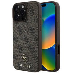 Husa Guess PU 4G Small Metal Logo MagSafe pentru iPhone 16 Pro Max Maro