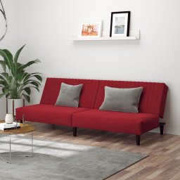 Canapea extensibila cu 2 locuri, rosu vin, catifea GartenMobel Dekor