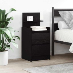 Noptiera cu 2 sertare Negru 38x34x80 cm GartenMobel Dekor