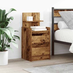 Noptiera cu 2 sertare din lemn vechi 38x34x80 cm GartenMobel Dekor