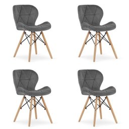 Set 4 scaune stil scandinav, Artool, Lago Velvet, catifea, lemn, gri, 47x36x73.5 cm GartenVIP DiyLine