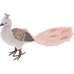 Decoratiune PAUN 22cm, roz