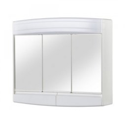 Dulap din plastic cu usi culisante, sertare, oglinzi si lampi integrate, Escalate, 60x53x18 cm, Alb