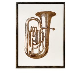 Mobilier interior Tablou de perete Deco Art Studio Casa, Rama lemn, Design Trompeta, 70 x 50 cm, Maro / Alb