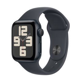 Apple Watch SE (2024), GPS, Carcasa Midnight Aluminium 40mm, Midnight Sport Band - S/M