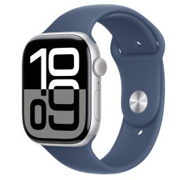 Apple Watch 10, GPS, Cellular, Carcasa Silver Aluminium Case 46mm, Denim Sport Band M-L