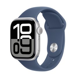 Apple Watch 10 GPS, Carcasa Silver Aluminium 42mm, Denim Sport Band - S/M