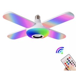 Bec LED 4 elice RGB boxa incorporata bluetooth telecomanda