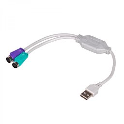 Akyga AK-AD-15 PS/2 cable 0.25 m 2x 6-p Mini-DIN USB A White