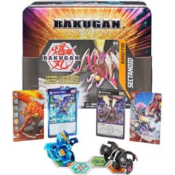 Spin Master Bakugan Baku-Tin Toy Figure (Premium Storage Box with Exclusive Darkus Sectanoid Bakugan and Additional Mystery Bakugan)