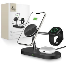 USB 3 In 1 A12 Magnetic Magsafe Telefon Casti Smartwatch Negru