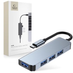 Hub adaptor 4-in-1 V1 pentru laptop și dispozitive compatibile, 1x USB 3.0 + 3x USB 2.0, gri