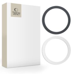 Husa Inel magnetic universal Tech-Protect Magmat MagSafe pentru telefoane compatibile, pachet 2 bucăți, negru și argintiu