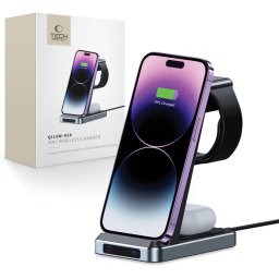 USB-A to USB-C Qi 3in1 Smartphone / Headphones / Apple Watch 15W Negru