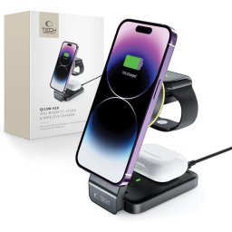 USB-A to USB-C Cable Included MagSafe Smartphone / Apple Watch / AirPods Stand Qi15W Negru