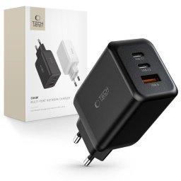 Incarcator de retea 2x USB-C + 1x USB-A PD QC3.0 65W Negru