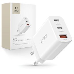 Incarcator de retea 1xUSB-A + 2x USB-C QC3.0 PD 30W Alb