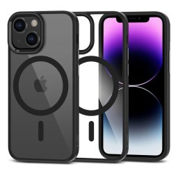 Husa Husă Tech-Protect Magmat MagSafe pentru iPhone 12 Mini / iPhone 13 Mini, compatibilă MagSafe, spate transparent, negru-transparent