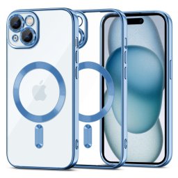 Husa Husă Tech-Protect Magshine MagSafe pentru iPhone 15, compatibilă MagSafe, albastru sky