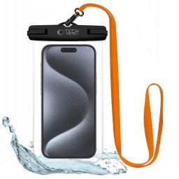Husa Husă universală waterproof UWC7 pentru telefon 6.9 inch, protecție la apă, negru/portocaliu