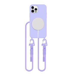 Husa Husă Tech-Protect Magnecklace MagSafe pentru iPhone 12 / 12 Pro, cu șnur, compatibilă MagSafe, lavandă