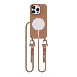 Husa Husă Tech-Protect Magnecklace MagSafe pentru iPhone 16 Pro, cu șnur, compatibilă MagSafe, maro chocolate