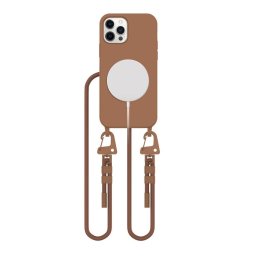 Husa Husă Tech-Protect Magnecklace MagSafe pentru iPhone 12 / 12 Pro, cu șnur, compatibilă MagSafe, maro chocolate