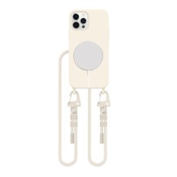 Husa Husă Tech-Protect Magnecklace MagSafe pentru iPhone 12 / 12 Pro, cu șnur, compatibilă MagSafe, cosmic latte