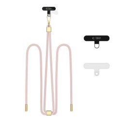 Curea telefon crossbody C2S Rope Strap, reglabila, Baby Pink Gold