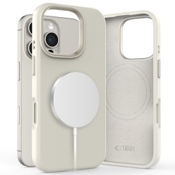 Husa Husă Tech-Protect Silicone Pure MagSafe pentru iPhone 16 Pro, finisaj soft-touch, cosmic latte