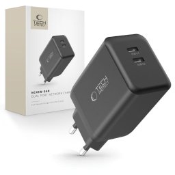 Incarcator de retea GaN 2x USB-C PD 3A 45W Negru