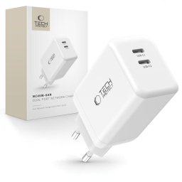 Incarcator de retea GaN 2x USB-C PD 45W Alb