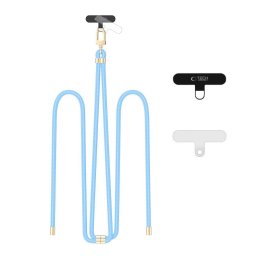 Curea telefon crossbody C7S Rope Strap, reglabila, Baby Blue Gold