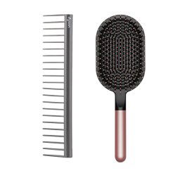 Perie plată cu dinți flexibili și pieptene pentru descurcarea părului Dyson