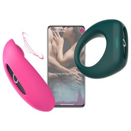 Magic Motion - vibrator pentru cuplu set - silicon roz-verde