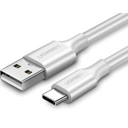 CABLU alimentare si date Ugreen, "US287", Fast Charging Data Cable pt. smartphone, USB la USB Type-C 3A, nickel plating, PVC, 0.5m, alb "60120" (include TV 0.06 lei) - 6957303861200