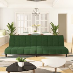 Canapea extensibila cu 2 locuri, verde închis, catifea GartenMobel Dekor