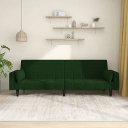 Canapea extensibila cu 2 locuri, 2 perne, verde închis catifea GartenMobel Dekor